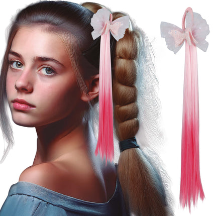 Różowa kokarda do włosów 40 cm