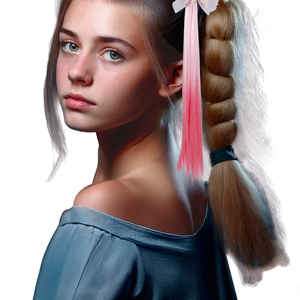 Różowa kokarda do włosów 40 cm