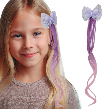 Różowo-fioletowa kokarda do przedłużania włosów