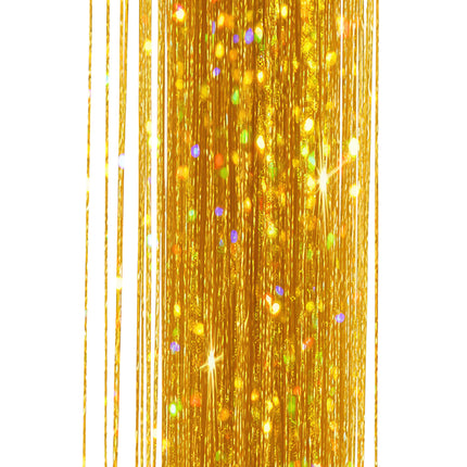 Złoty brokat do przedłużania włosów 50cm 3szt