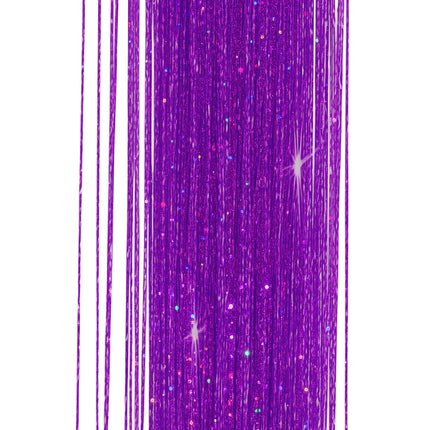 Fioletowy brokat do przedłużania włosów 50cm 3szt
