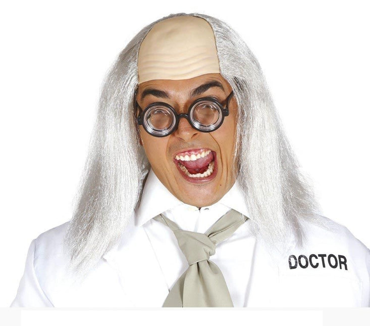 Halloweenowa peruka półłysa szara