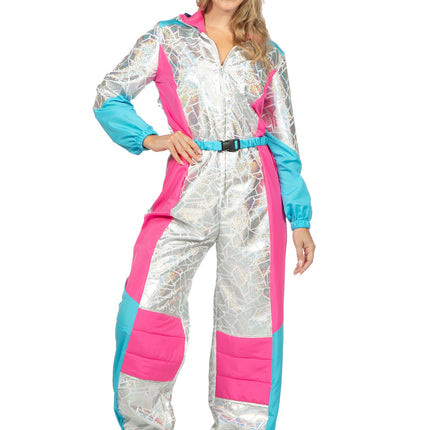 Luksusowy srebrny kombinezon narciarski
