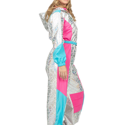 Luksusowy srebrny kombinezon narciarski