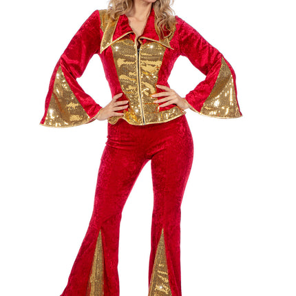Brokatowy zestaw dyskotekowy czerwony/złoty