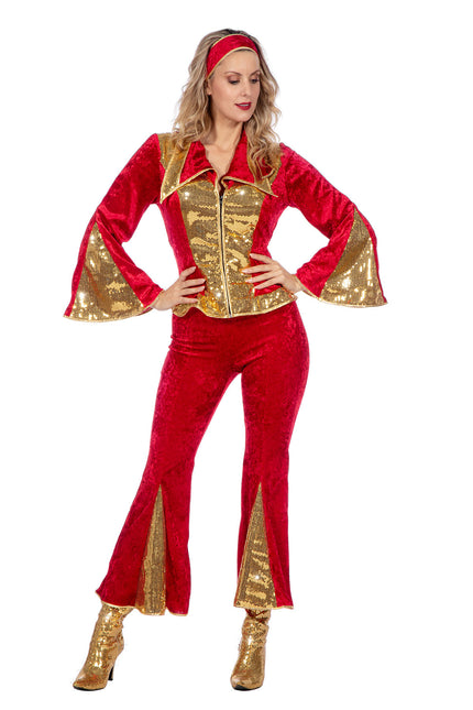 Brokatowy zestaw dyskotekowy czerwony/złoty