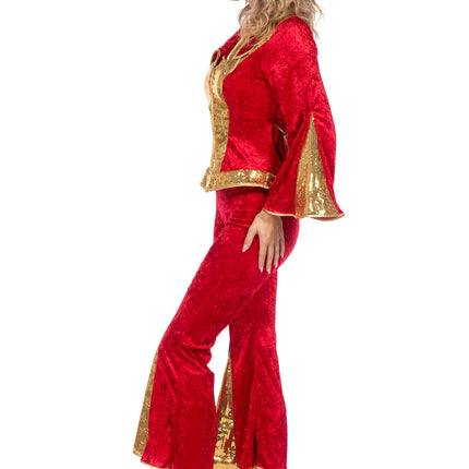 Brokatowy zestaw dyskotekowy czerwony/złoty
