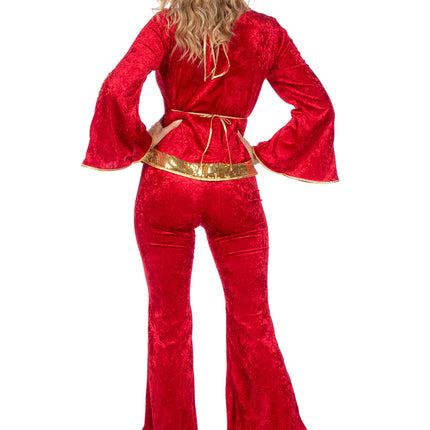 Brokatowy zestaw dyskotekowy czerwony/złoty