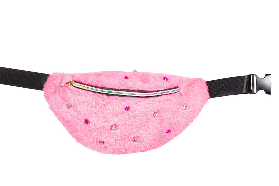 Futrzana torba biodrowa różowa