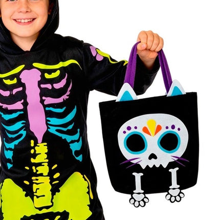 TORBA „TRICK OR TREAT” Z MOTYWEM KOTU-SZKELETU