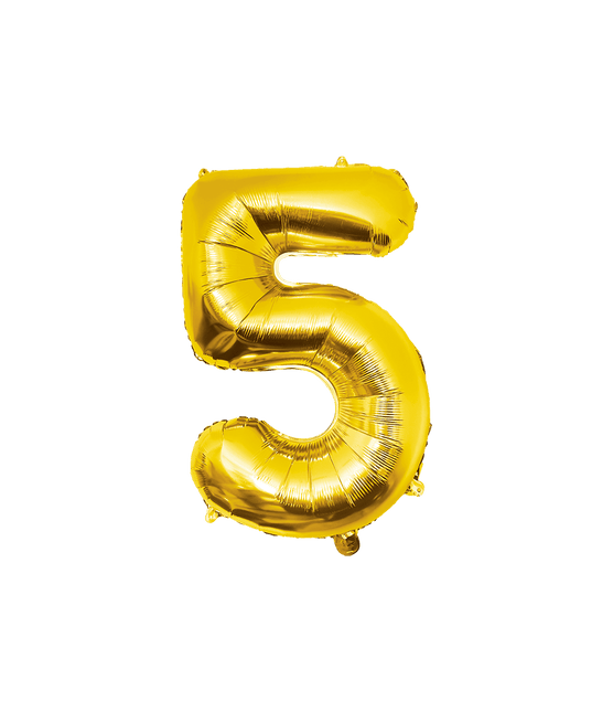 5 Jaar Cijfer Ballon Goud Leeg 86cm - Partywinkel - 8716764236914
