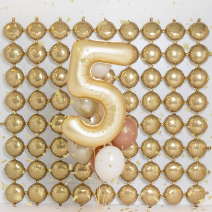 5 Jaar Cijfer Ballon Goud Satijn Folie Leeg 86cm van Partydeco koop je bij Partywinkel