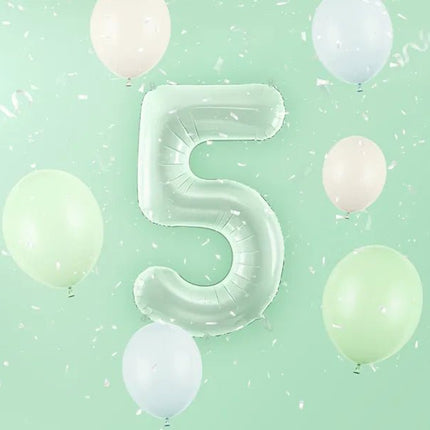 5 Jaar Cijfer Ballon Mintgroen Leeg 72cm van Partydeco koop je bij Partywinkel