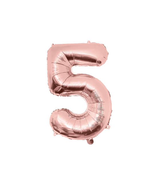5 Jaar Cijfer Ballon Rose Goud Leeg 86cm - Partywinkel - 8716764237515