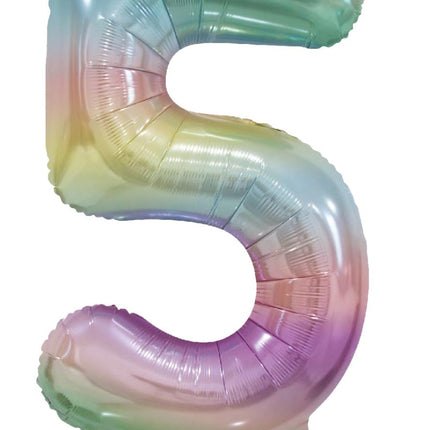 5 Jaar Helium Ballon Regenboog Pastel Leeg 86cm van WeFiesta koop je bij Partywinkel