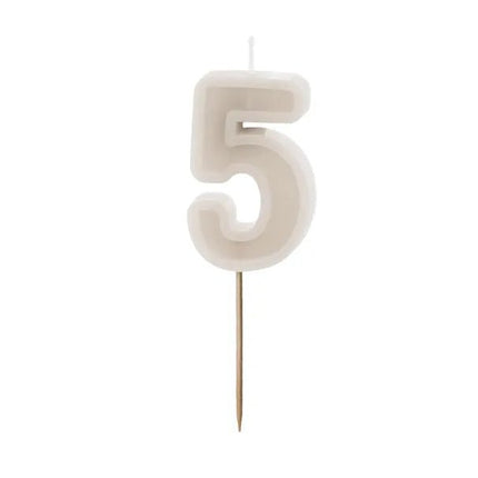 5 Jaar Kaars Beige 10cm van Partydeco koop je bij Partywinkel