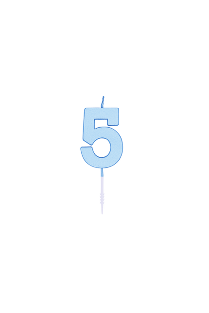 5 Jaar Kaars Blauw Pastel 4,5cm van WeFiesta koop je bij Partywinkel