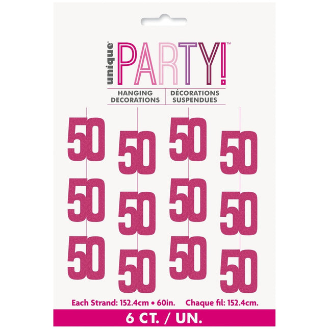 50 Jaar Hangdecoratie Roze 1,52m van Unique koop je bij Partywinkel
