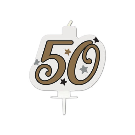 50 Jaar Kaars Wit Goud van Procos koop je bij Partywinkel