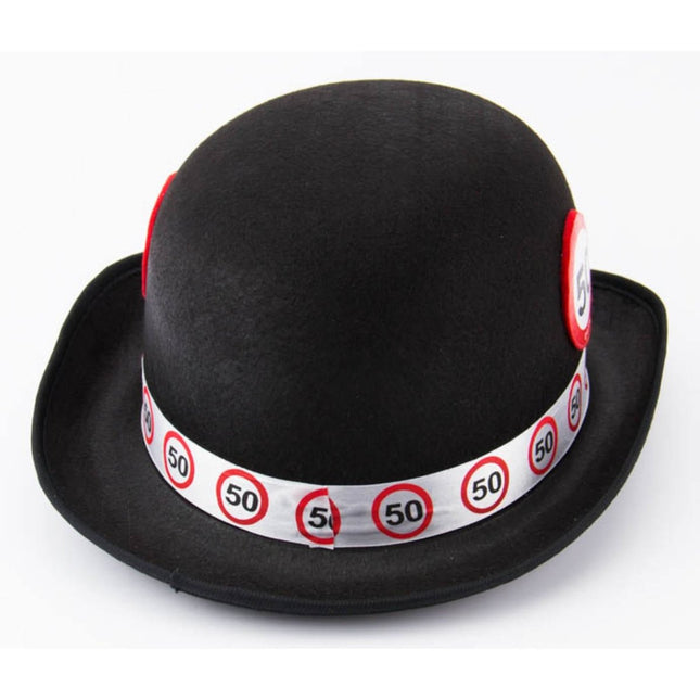 50 Jaar Zwarte Bolhoed Verkeersbord van Folat koop je bij Partywinkel