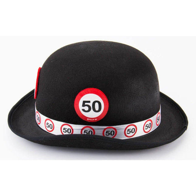 50 Jaar Zwarte Bolhoed Verkeersbord van Folat koop je bij Partywinkel