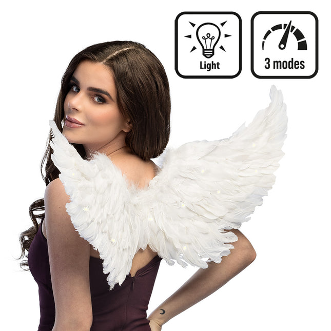 Białe skrzydła anioła LED