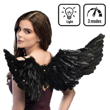 Czarne skrzydła anioła LED
