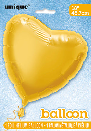 Balon foliowy w kształcie serca 18", pakowany - złoty