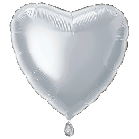 Balon helowy serce srebrny pusty 45 cm