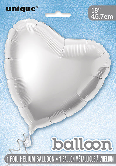 Balon helowy serce srebrny pusty 45 cm