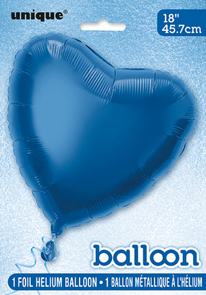 Balon foliowy w kształcie serca 18", w opakowaniu - błękit królewski