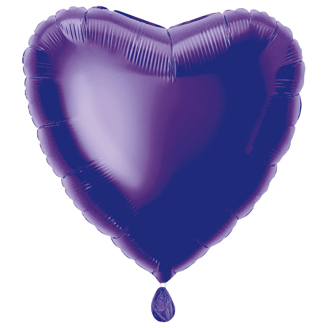 Balon helowy serce fioletowy pusty 45 cm