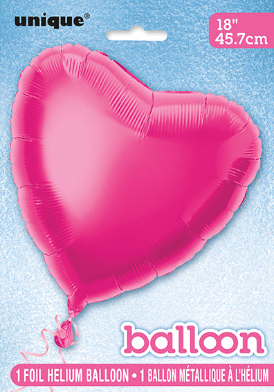 Balon foliowy w kształcie serca 18", pakowany - gorący róż