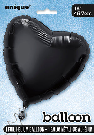 Balon foliowy w kształcie serca 18", pakowany - czarny