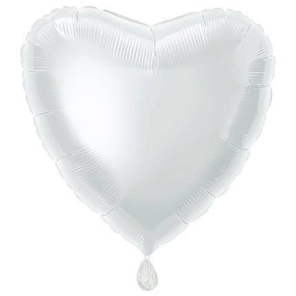 Balon foliowy w kształcie serca 18", pakowany - biały