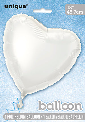 Balon foliowy w kształcie serca 18", pakowany - biały