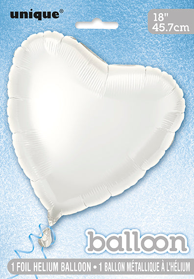 Balon foliowy w kształcie serca 18", pakowany - biały