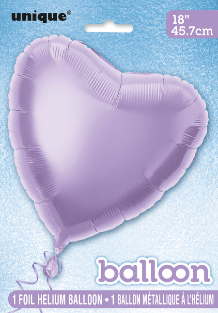 Balon helowy serce liliowy pusty 45 cm