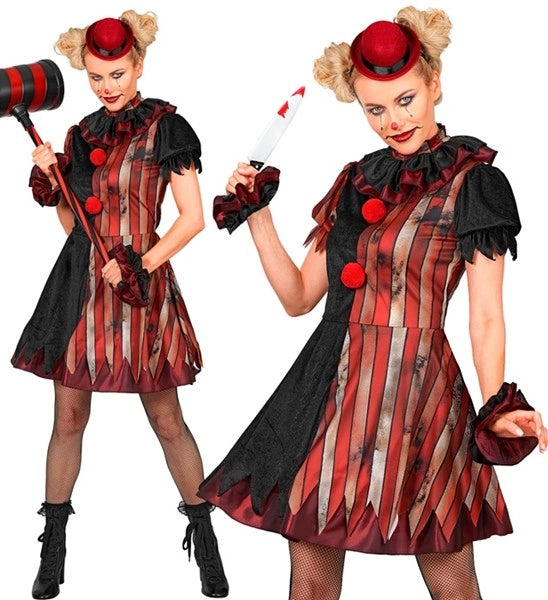 Sukienka „Wicked Clown” – czerwono-czarna, damska