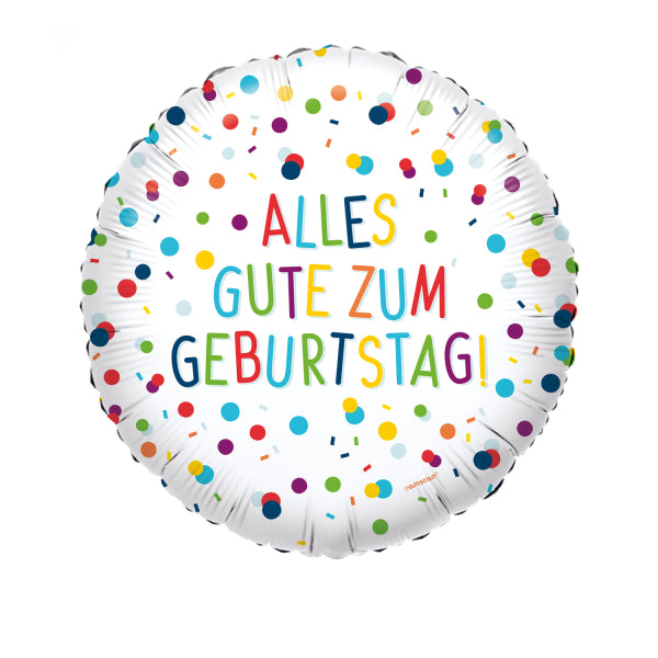 Balon foliowy - Urodzinowe konfetti "Alles Gute" - 43 cm