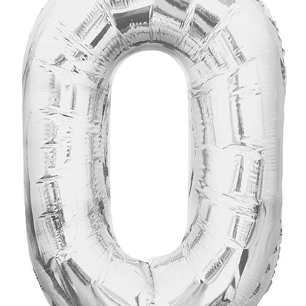 Balon z figurką 0 lat srebrny pusty 86 cm