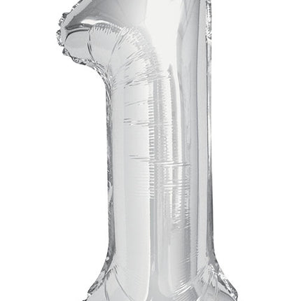 Balon z figurką na 1 rok srebrny pusty 86 cm