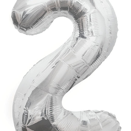 Balon z figurką na 2 lata srebrny pusty 86 cm