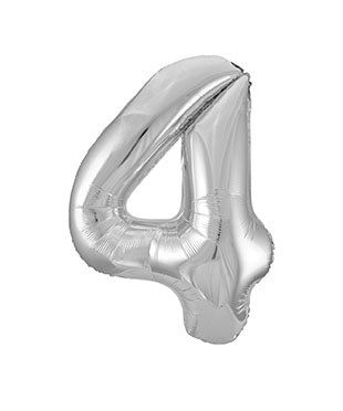 Balon foliowy na 4 urodziny srebrny pusty 86 cm
