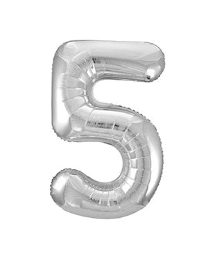 Balon z figurką na 5 lat srebrny pusty 86 cm