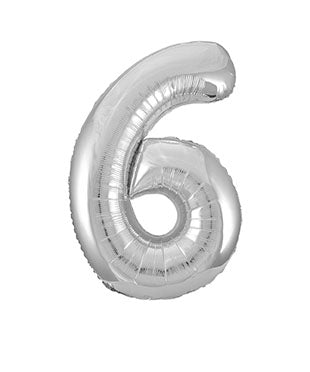 Balon z figurką na 6 lat srebrny pusty 86 cm