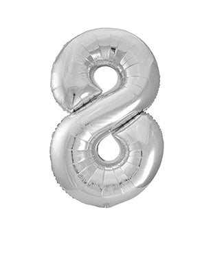 8-letni balon foliowy srebrny pusty 86 cm