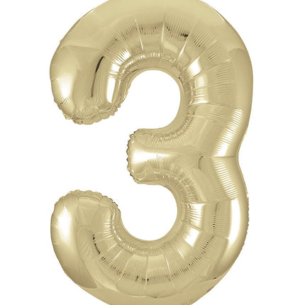 Balon foliowy na 3 urodziny złoty błyszczący pusty 86 cm