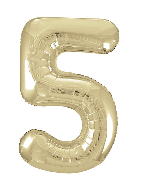 Balon z figurką na 5 lat złoty błyszczący pusty 86 cm