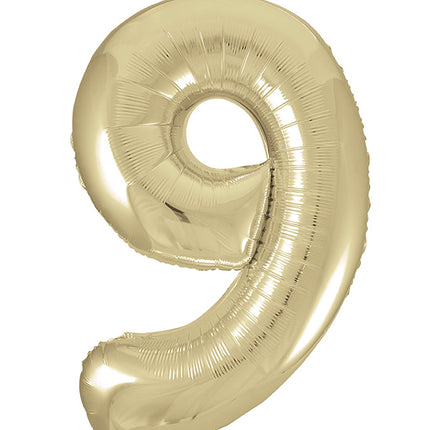 Balon z figurką na 9 lat złoty błyszczący pusty 86 cm